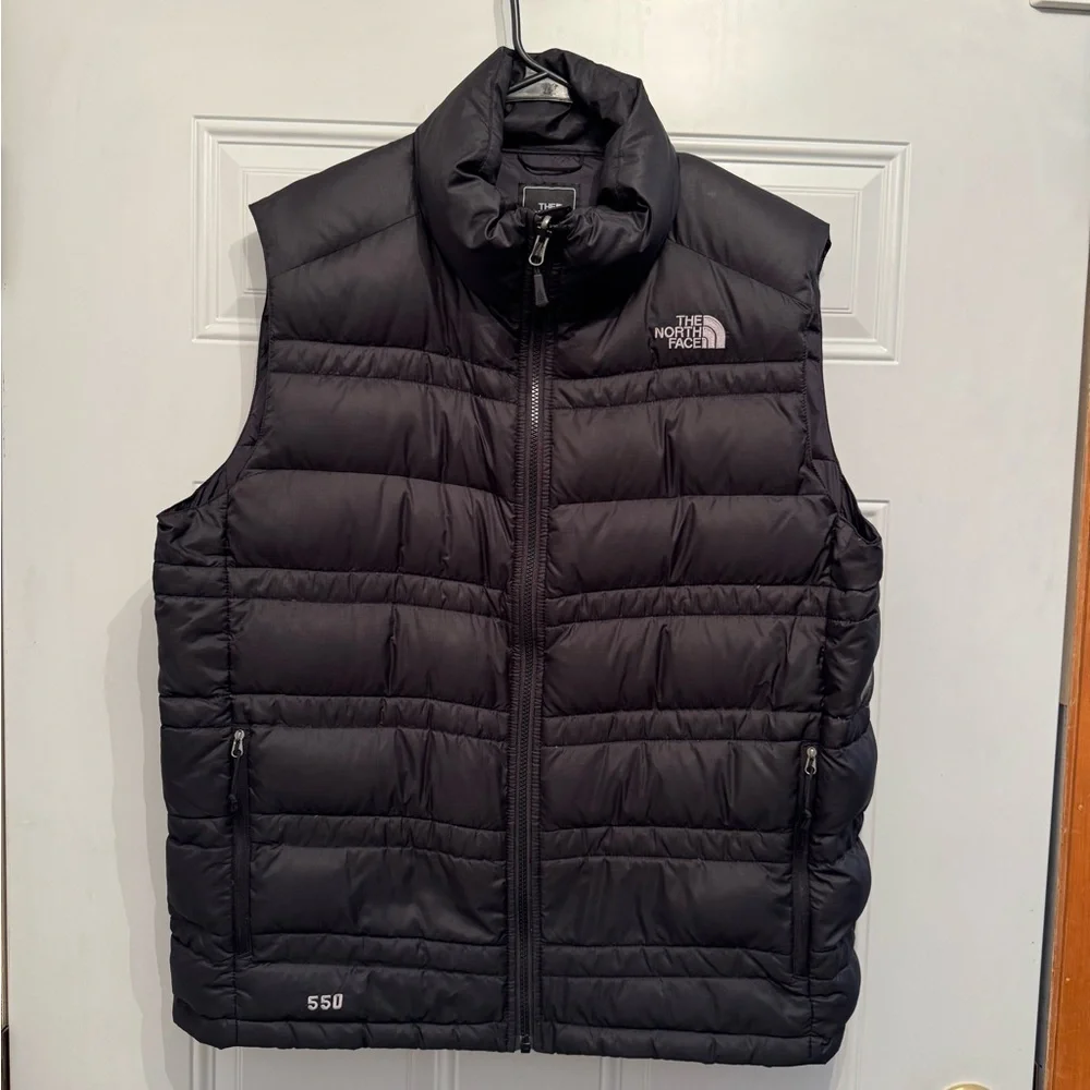 The North Face 550 Fill Puffer Vest Down Mens Large Black Full Zip - Picture 1 of 5